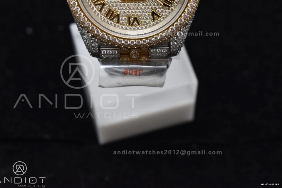 Gold Dial DateJust Tone 2 1196 Best Roman 41mm TWD Flexible Diamond Yellow Version 0727